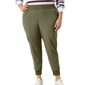 T By Talbots Olive Green Lightweight Stretch Pull On Jogger Pants Plus Size 2X